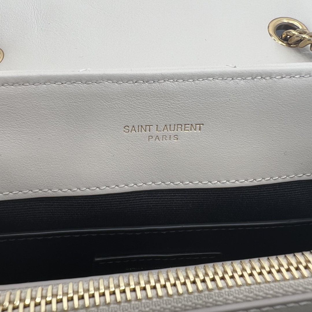 Saint Laurent Loulou Small Quilted Calfskin Shoulder Bag Handbag White 494699 Gold